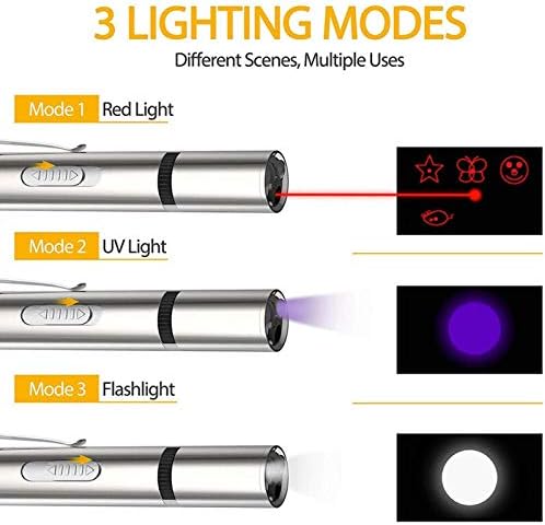 Cat Toys Laser Pointer Rechargeable Cat Laser Toy Interactive Cat Toys for Indoor Cats Kittenes Dogs LED Flashlight 7 Adjustable Patterns Red Light Remotes Teaching Tool USB