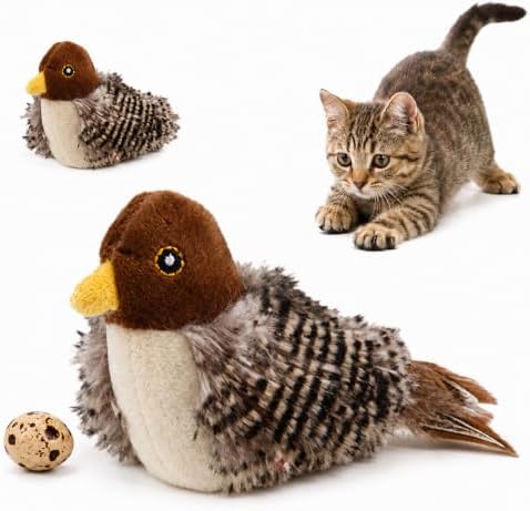 Tweetpaw Cat Toy with 3 Flapping Modes and Catnip, Realistic Chirping Sound, Rechargeable Interactive Toys for All Breeds Cat，Black