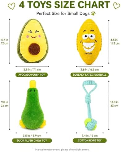 Puppy Toys for Small Dogs, 6 Pack Dog Toy Bundle with Squeaky Plush Toys, Latex Chew Toy, Rope Tug Toy & Poop Bags, Interactive Toys for Teething Puppies(Lemon Yellow)