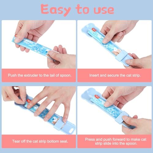 Yummy Sam 3pcs Cat Strip Feeders, Cat Lickable Puree Treat Food Dispenser, Kitten Strip Squeeze Spoon for Wet Food and Liquid Snack, Pet Food Mixing Spoon Feeding Scoop for Small Pets Puppies