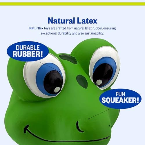PetSport Naturflex Tiny Tots Frog Toy - Durable & Long-Lasting, Non-Toxic Material, Internal Squeaker, Rubber Toy for Dogs, Ideal for Interactive Play and Engagement
