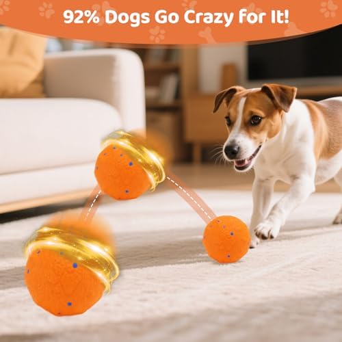 Automatic Interactive Dog Toys Ball, USB-C Rechargeable, Orange