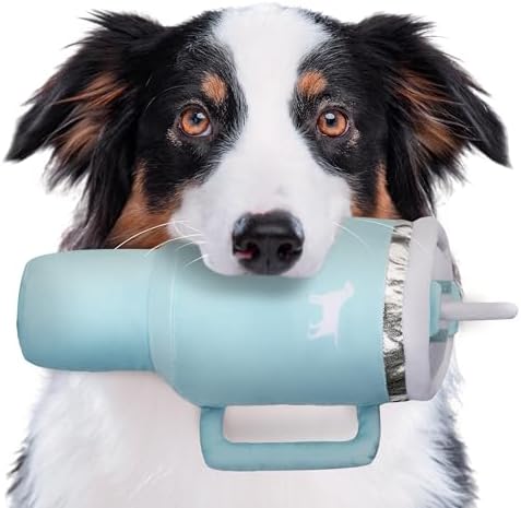 PUPROAR Pup Cup Tumbler Dog Toy, Cute Girl Dog Toys and Birthday Gift, Squeaky & Plush Puppy Present (Mint Green)