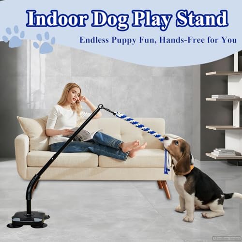 Indoor Suction Cup Dog Toy with 3 Ropes - Adjustable Height Tug Toy for Small to Large Dogs, Interactive Boredom Relief for Solo Play on Tile Floors