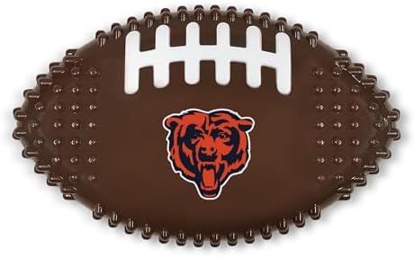 NFL Chicago Bears Mega- Chew Hard Nylon Bacon-Flavored Dog Bone Football Chew Toy Interactive Tasty Fun Dog Chewy Toys Indestructible Strong Durable Tough Pet Biting Playtoy for Aggressive Chewers
