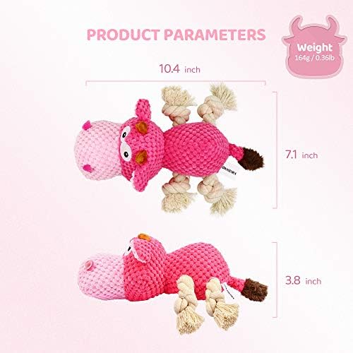 IOKHEIRA Indestructible Dog Squeaky Toys for Large Aggressive Chewers, Stuffed Animals with Cotton Material and Crinkle Paper, Durable Chewing Toys
