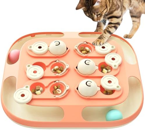 KADTC 2-in-1 Cat Puzzle Toy & Track Balls, Interactive Slow Feeder for Cats
