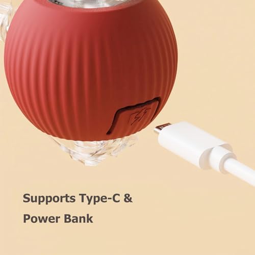 Interactive Electric Pet Ball, USB Rechargeable Auto Rolling Toy with Tail