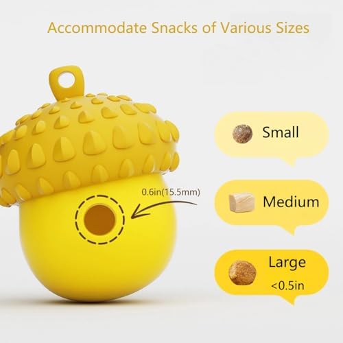 Interactive Dog Treat Dispenser Toy, Acorn Shaped Silicone Puzzle Feeder, Durable Chew Toy for Dogs (Green)