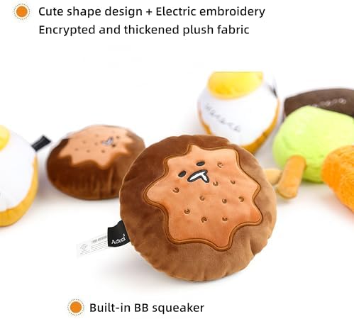 Dog Plush Squeaky Toy – 2 Packs Durable Interactive Chew Toy for Small, Medium & Large Dogs, Teeth Cleaning & Boredom Relief (Medium, Super Jumbo Egg Chocolate Biscuit Cookie)