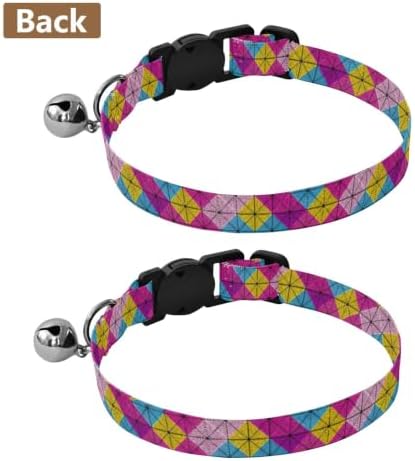 Colorful Crocheted Squares Kitten Collar 2 Pack Lightweight Pet Collar for Cats and Dogs Adjustable 10.6 to 17.1 Inches