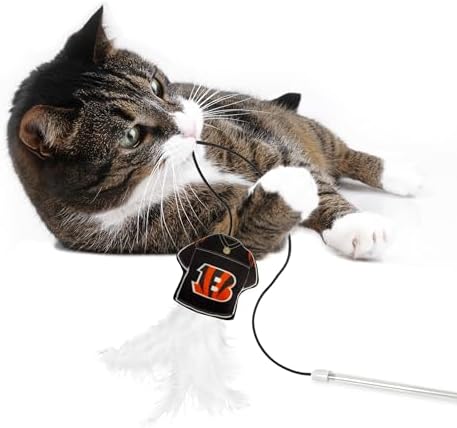Pets First NFL Cincinnati Bengals Team Jersey Wand with CAT NIP, Cat Toy Jersey Shaped Plush Teaser Toy for Cats & Kittens - Interactive Pet Toy for Play & Exercise