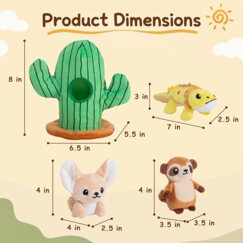 Hollypet Squeaky Hide and Seek Dog Toys for Small and Medium Dogs, Cactus