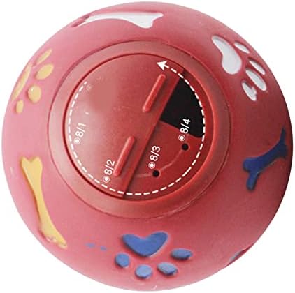 EVGATSAUTO Pet Puzzle Ball Dog Treat Dispenser Ball Rubber and Plastic Adjustable Opening Slow Feeder Chew Toy Bright Bone Design for Small Medium Large Dogs Indoor Training (S 7.5cm/3.0in Diameter)