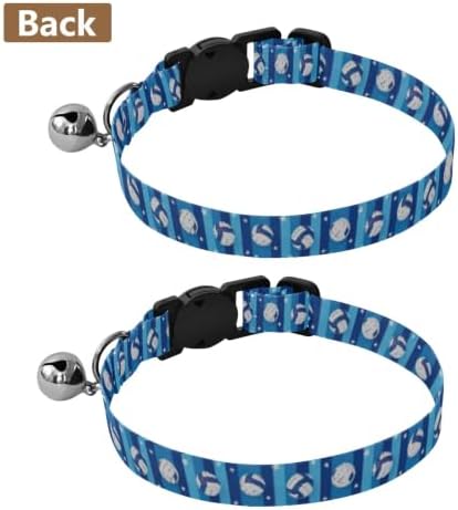 Volleyballs White Stars Blue Stripes Metal Bell Included Cat Collars 2 Pack Adjustable Pet Collar