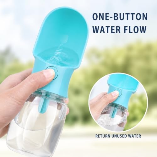 2-in-1 Dog Water Bottle with Food Container, Small, Green
