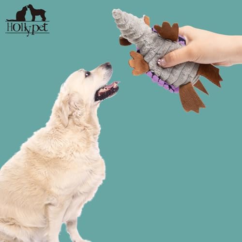 Hollypet Armadillo Squeaky Puppy Dog Toys for Small Medium Dogs, 6"