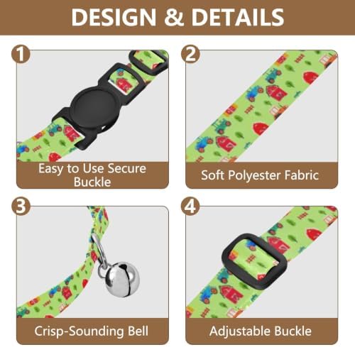 Cute Tractors Metal Bell Included Small Dog Collar 2 Pack Soft Polyester Pet Collar