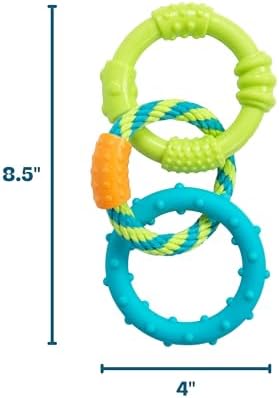 Pupstages Dental Links Dog Chew Toy, Textured Rings & Woven Rope, 8.5"