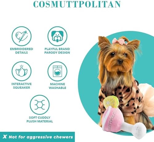 Haute Diggity Dog Cosmuttpolitan Plush Dog Toy, Cocktail Parody Chew Toys