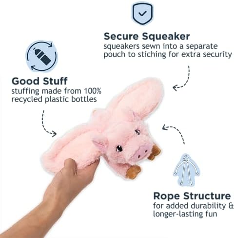 Tall Tails Fling and Fetch Plush Toy for Dogs, Pig