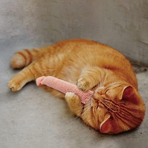 Jumpaws 2 Pack Natural Interactive Catnip & Silvervine Cat Kicker with Tail, Bite Resistant Chew Toy, Crinkle Kicker, Accessories for Indoor Cat, Sherpa Material