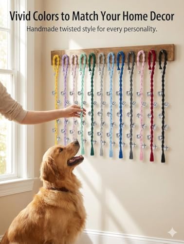 Dog Bells to Go Outside, Potty Training Bell, Handmade, Adjustable | Handmade with Premium Yarn, Twisted Style, Clear Jingle, Dog Potty Bell, Dog Door Bell.
