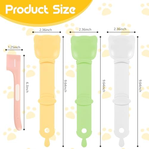 Yummy Sam 4 Pcs Cat Strip Feeder and Pet Food Mixing Spoon, Kitten Strip Squeeze Spoon for Wet Food and Liquid Snack, Cat Lickable Puree Treat Snack Dispenser Feeding Scoop for Puppies Small Pets
