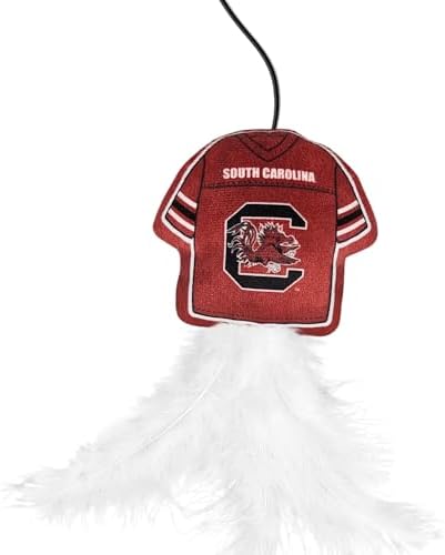 Pets First NCAA South Carolina Gamecocks Team Jersey Wand with CAT NIP, Cat Toy Jersey Shaped Plush Teaser Toy for Cats & Kittens - Interactive Pet Toy for Play & Exercise