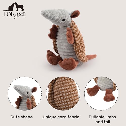 Hollypet Armadillo Squeaky Puppy Dog Toys for Small Medium Dogs, 8"