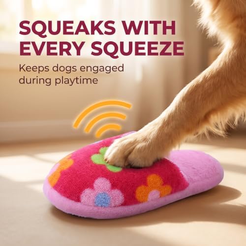 2Pcs Chew-Resistant Dog Toys with Interactive Squeaker - Double-Layer Oxford Fabric Plush Pet Chew Toys for Aggressive Chewers, Machine Washable (Slipper Design, Multicolor)