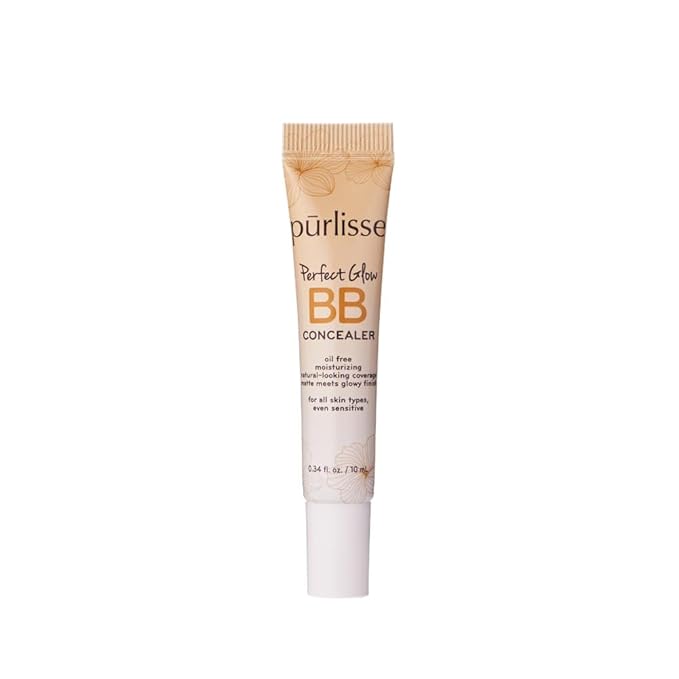 pūrlisse Perfect Glow BB Cream Concealer - Hydrating Under Eye Concealer with Jasmine and Goji & Hawthorn Berry - Oil Free Makeup for Dark Circles, Redness & Fine Lines - Light (0.34 oz)