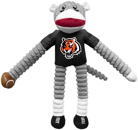 Littlearth NFL Cincinnati Bengals Sock Monkey Pet Toy, Team Color, One Size
