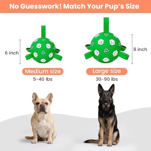 Dog Soccer Ball with Straps, 6 Inch Jolly Ball for Medium Dogs