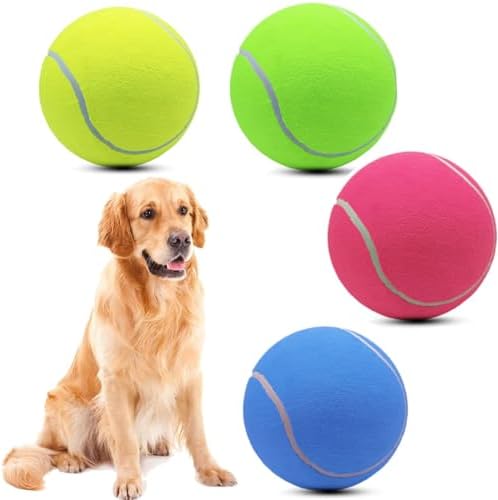 Magicorange 4 Pack 9.5 inch Giant Tennis Ball, Large Dog Toy Ball