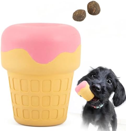 Jeffers Pet Natural Rubber Dog Chew Toy – Ice Cream Cone, Large – Treat Dispensing, Vanilla Scent, Durable, Non-Toxic, Dishwasher Safe, Interactive Fetch & Tug Toy - Perfect for Training