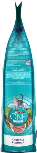 Purina ONE Natural Hairball Control Dry Cat Food, 7 lb Bag | Real chicken high fiber formula with added vitamins and minerals for overall health for adult cats and minimizes hairballs