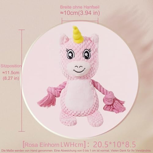 Cute Animals Interactive Dog Squeak Toys, Rope Plush Pet Chew Toys - Pink