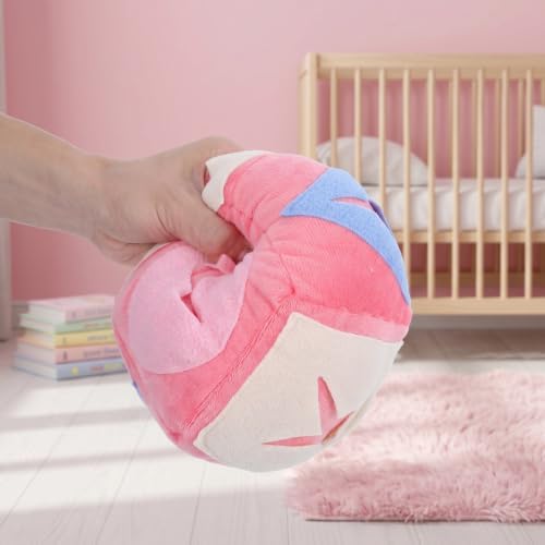 Pink Rabbit Treat Dispenser Ball for Indoor Use, Cloth Material Slow Feeder with Smooth Surface, Stimulates Natural Foraging Behavior and Provides Exercise for Bunny and Small