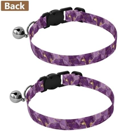 Marble Purple Soft Polyester Pet Collar, 2 Pack Bell Collar for Small Dogs