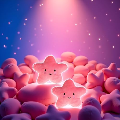 GANPUB 2Pcs Pink Star Plush Pet Dog Toys Cute Squeaky Toy for Interactive Toy Dog Chew Toy for Pet Dog Puppy Training Playing, Squeak
