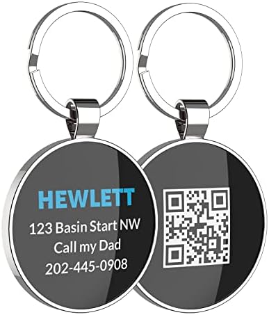 QR Code Dog Tag -On Pet ID Name Tag for Dogs, Cats & Horses – Custom Personalized Noiseless Tag with Jingle-Free Fit & Online Profile Display