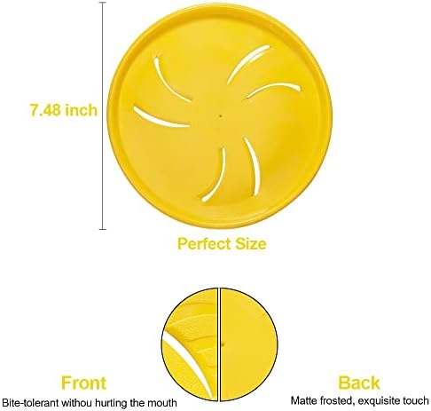 Indestructible Flying Discs, Soft Interactive Catch & Fetch Toys for Small & Medium Dogs, Floats in Water & Safe on Teeth, 7.48 Inch (Small, Yellow)