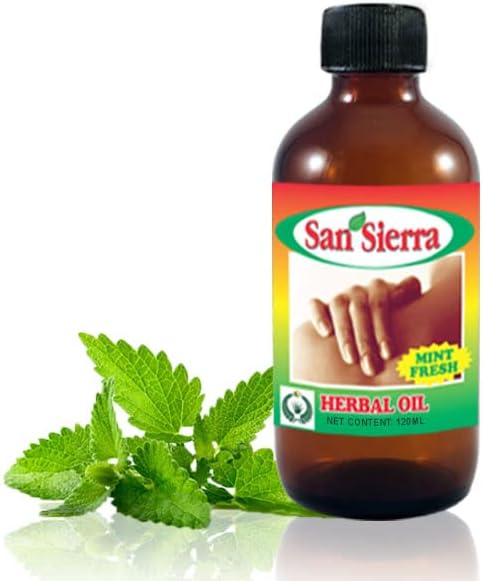 San Sierra Herbal Massage Oils 120 ml (4.06 fl oz) - Relaxing and Soothing (Mint Fresh)