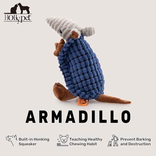 Hollypet Armadillo Squeaky Puppy Dog Toys for Small Medium Dogs, 8"