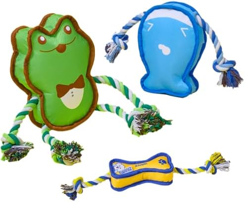 Durable Dog Toy – Interactive Rope Chew Toy with Crinkle Sound – Tough 1680D Fabric Tug Toy for Small, Medium & Large Dogs (Small, Whale)