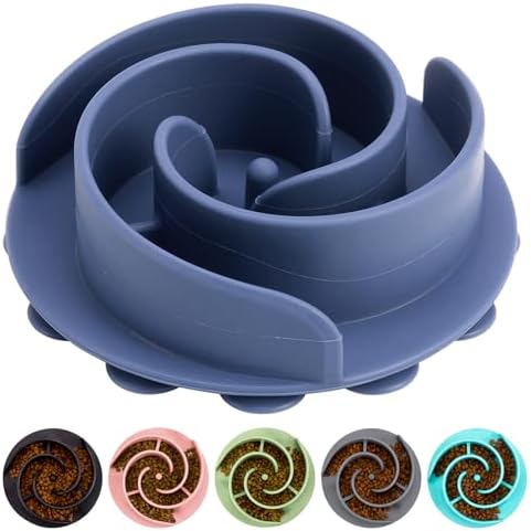 Slow Feeder Dog Bowls Insert, Bestalk Soft Silicone Slow Eating Feeder Insert with Suction Cups for Small, Medium and Large Dogs, Fit into Basic and Elevated Dog Bowls, Dark Blue