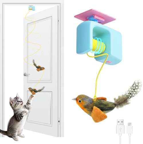 Interactive Cat Toys for Indoor Cats, Automatic Hanging Door Toys Blue