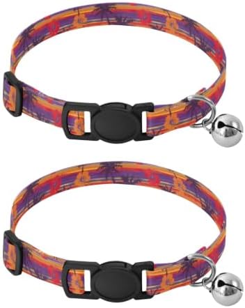 Palm Trees Pet Collars 2 Pack Collar for Kitten Adjustable Length 10.6" to 17.1"