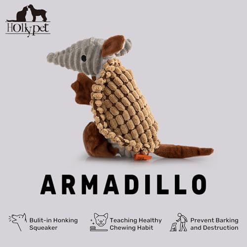 Hollypet Armadillo Squeaky Dog Toys for Medium Large Dogs, 10"